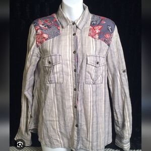 Free People Blue Striped Top